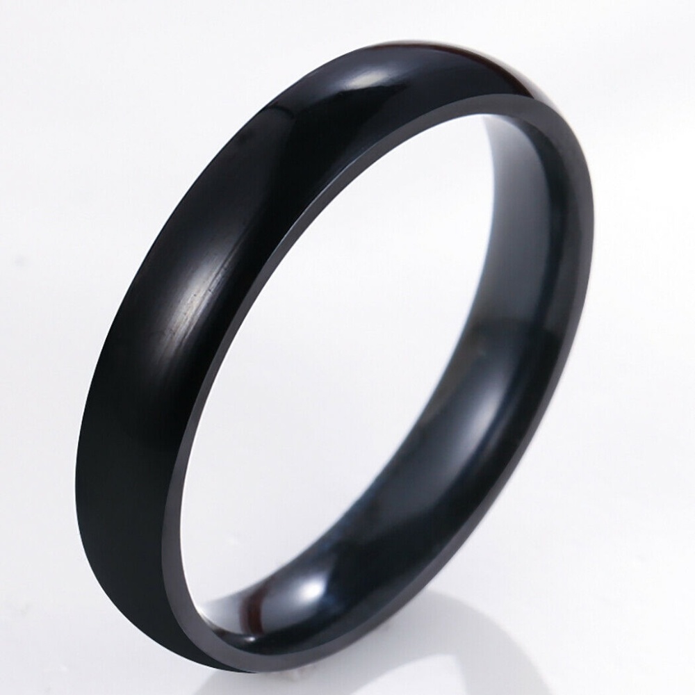 4mm Women Stainless Steel Polished Band Ring New - Picture 1 of 1